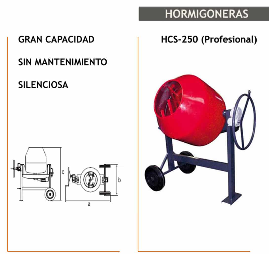 ALQUILER DE HORMIGONERA ELECTRICA 250 LTS. EN MADRID